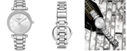 Stuhrling Women's Quartz Crystal Studded Silver-Tone Link Bracelet Watch 36mm